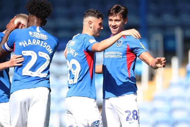Josh Flint, right, celebrates his goal against Norwich under-21s with Leon Maloney