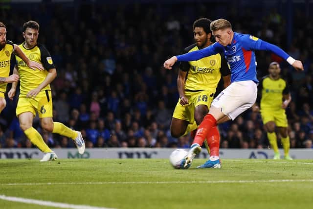 Ronan Curtis scores Pompey's first goal of the match