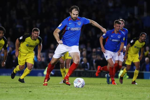 Brett Pitman scores from the penalty spot. Picture: Joe Pepler / PinPep Media