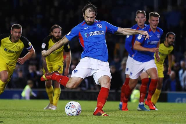 Brett Pitman rescued Pompey a point against Burton. Picture: Joe Pepler