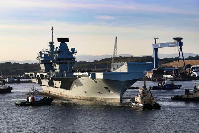 HMS Prince of Wales leaves her birthplace Rosyth, Scotland. She will sail to anchor where she will conduct contractor trials until she sails to her homeport of Portsmouth.