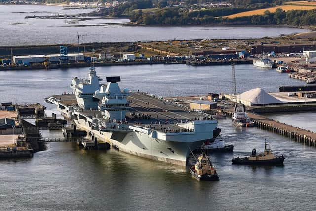 HMS Prince of Wales leaves her birthplace Rosyth, Scotland. She will sail to anchor where she will conduct contractor trials until she sails to her homeport of Portsmouth