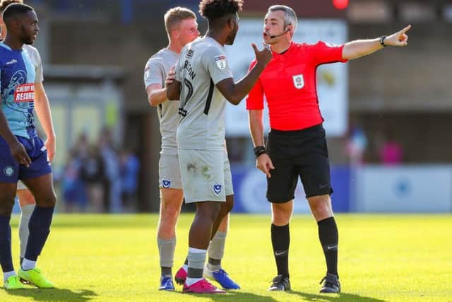 Ellis Harrison is sent off / Picture: Nigel Keene