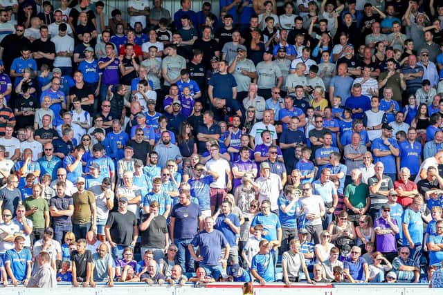 Pompey fans in the away end at Adams Park