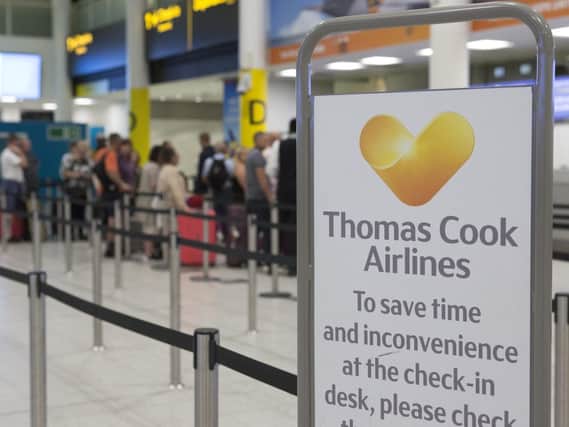 A general view of the Thomas Cook check-in desks in the South Terminal of Gatwick Airport. Picture: Rick Findler/PA Wire