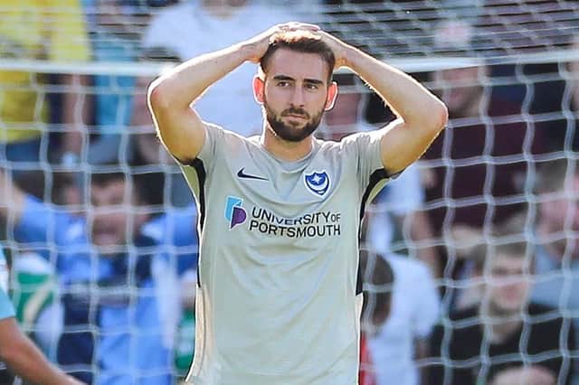 Pompey midfielder Ben Close during Saturday's defeat at Wycombe  Picture: Nigel Keene