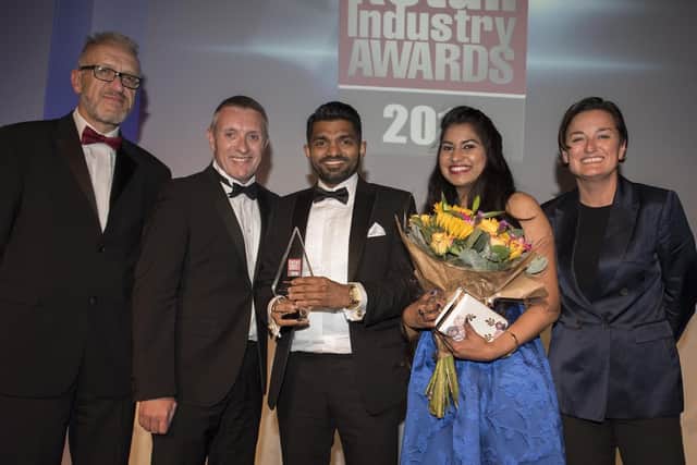 Imtiyaz Mamode, who owns the Premier shop in Wych Lane, Gosport, with his wife Supriya Namdeo at the Retail Industry awards 2019. Photography by Fergus BurnettAccreditation required with all use - 'fergusburnett.com'
