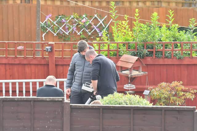Specialist teams use ground penetrating radar to search a garden of a house in the Moredon area of Swindon in connection with the disappearance of Katrice Lee, a British toddler who disappeared from a supermarket near a British military base in Paderborn, Germany, on November 28 in 1981, her second birthday. Picture: Ben Birchall/PA Wire
