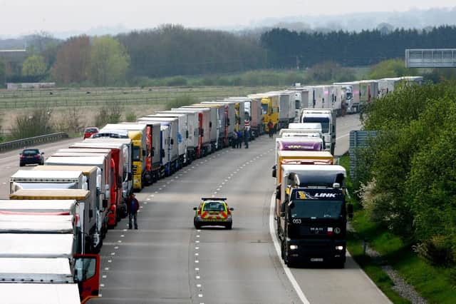 Lorries on the M20 near Ashford in Kent, during Operation Stack. There are fears something similar could happen on the M275 in the event of a no-deal Brexit. Picture: Gareth Fuller/PA Wire