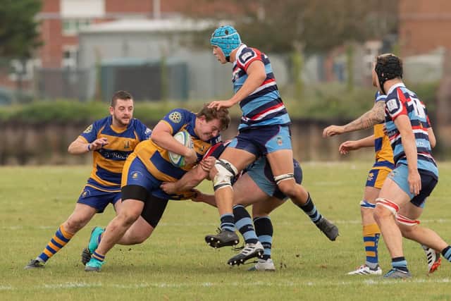 Jordan Carter, left, in action for Gosport & Fareham against Reeds Weybridge