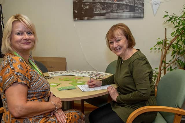 (l-r) Allison Davies, peoples services administrator, with Susan Cox who was signing up to be a volunteer. 
Picture: Vernon Nash
