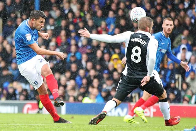 Gareth Evans takes a shot against Gillingham last season. Picture: Joe Pepler