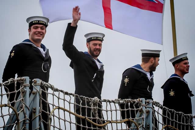 A new website has been set up to help loved ones of those in the military to find a job.
Pictured is the homecoming of HMS Argyll. Photo: Royal Navy.