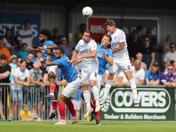 Pompey in action against the Hawks during pre-season. Picture: Dave Haines