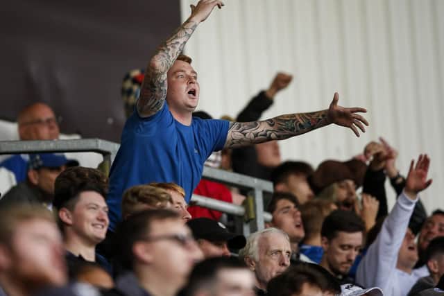 Pompey fans at the Keepmoat Stadium. Picture: Daniel Chesterton/PinPep