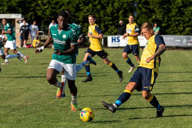 Jake Raine scored Moneyfields' third goal at Barnstaple