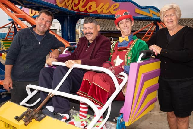 Jimmy Cogger, Robbie Alexander, Lenny the Elf, aka Danny Foran, and Sue Alexander. Picture: Keith Woodland (051019-2)