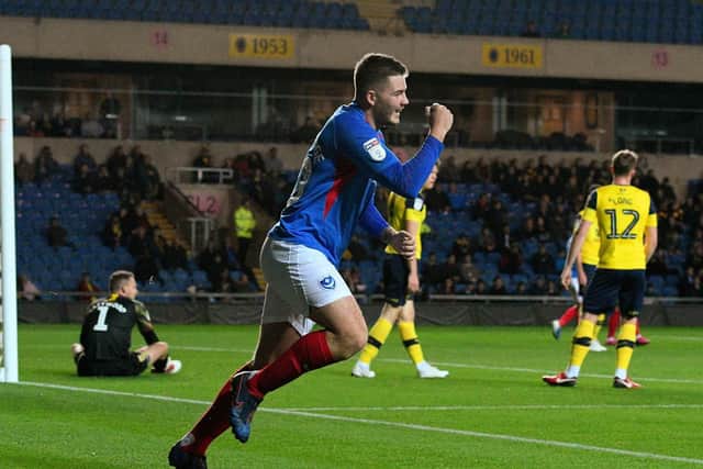 Bradley Lethbridge celebrates his maiden goal at Oxford. Picture: Graham Hunt