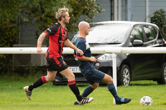 Aiden Smallbones, left, netted Fleetlands' goal in their shock loss to Winchester Castle