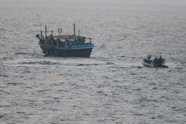The dhow was chased down by French and UK forces.