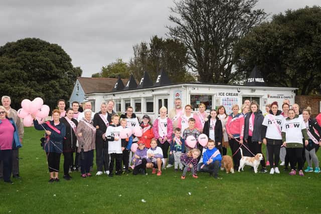All the walkers on the 10th breast cancer walk.
Picture: Keith Woodland (131019-17)