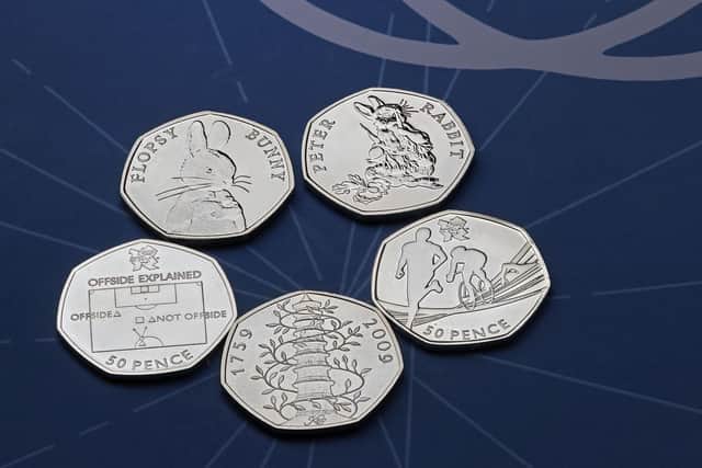 Five of the rarest 50p coins. Picture: Royal Mint/PA Wire