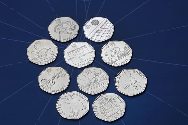 Ten of the rarest 50p coins in circulation. Picture: Royal Mint/PA Wire