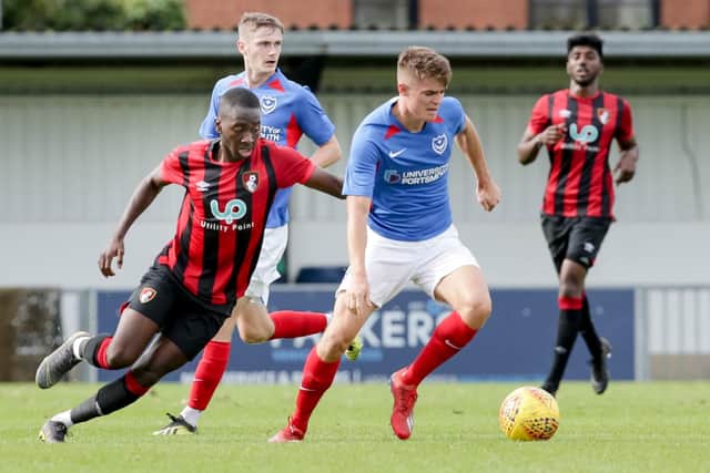 Joe Hancott in action against Bournemouth at Nyewood Lane. Picture: Robin Jones