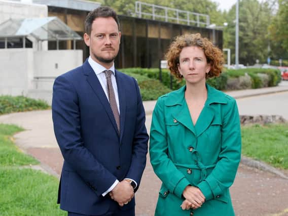 Stephen Morgan MP and Anneliese Dodds, shadow treasury minister, pictured outside Lynx House in Cosham in 2018. Picture: Sarah Standing (180724-5641)