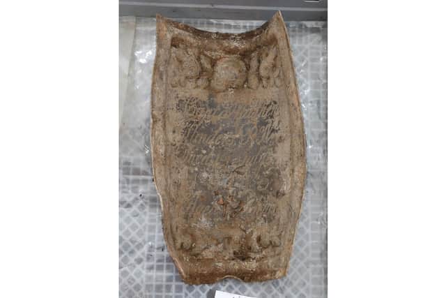 The breast plate of Captain Matthew Flinders which was found along with his remains by archaeologists working on the HS2 project in Euston
Picture: HS2/PA Wire