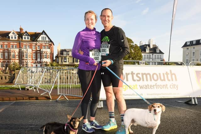 Hayley Newell with Min the dog and Cristian Lopez with Smudge the three legged Jack Russell.

Picture: Keith Woodland