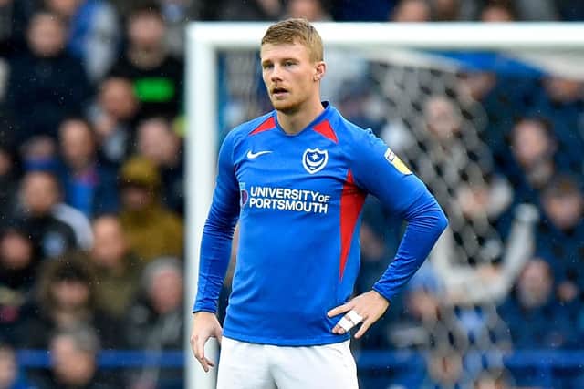 Andy Cannon (14) of Portsmouth during the EFL Sky Bet League 1 match between Portsmouth and Gillingham at Fratton Park, Portsmouth, England on 12 October 2019.