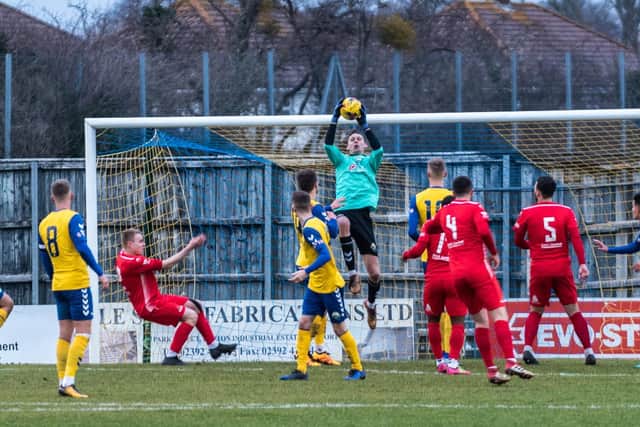 Pat O'Flaherty pulled off two late saves to spare Gosport from an embarrassing home loss to Beaconsfield