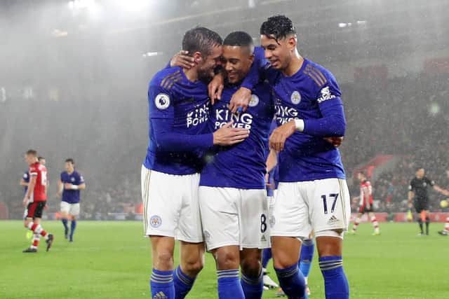 Leicester's Youri Tielemans  elebrates scoring in the Foxes' 9-0 win at Southampton   Picture: Naomi Baker/Getty Images