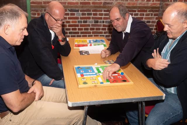 Bill Olliphant, Alec Crookshank, Andy Christie and Sandy Patterson at the Uckers World Championship. Picture: Keith Woodland (261019-4)