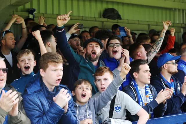 Pompey supporters at AFC Wimbledon