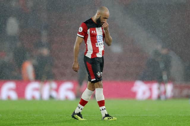 THRASHED: Dejected Saints' winger Nathan Redmond during the 9-0 defeat by Leicester City. Picture PA
