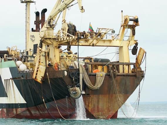 The controversial Margiris supertrawler fishing in the English Channel. Picture: Saf Suleyman/Greenpeace/PA Wire