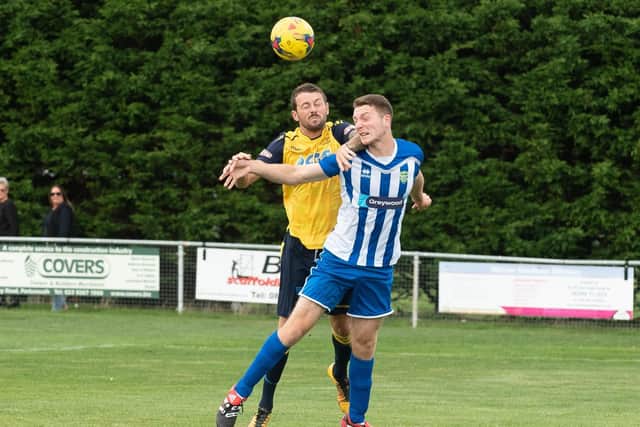 Dan Wooden, left, scored Portchester's consolation goal at Warminster