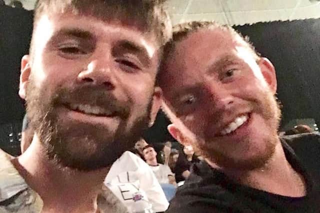 Danny Maggs, 22, from Plymouth (left) and Alistair Raddon, 28, from Southampton who were attacked by a shark in Australia. Picture: GoFundMe/PA Wire