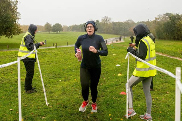 Runners and volunteers brave the strong winds and driving rain at Fareham Parkrun on the Cams Hall Estate