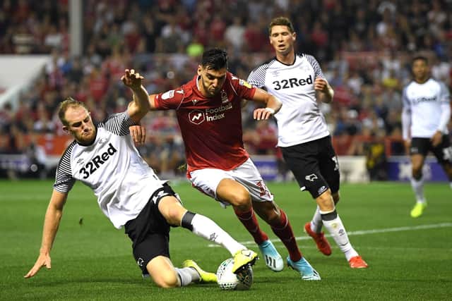 Matt Clarke in action for Derby
