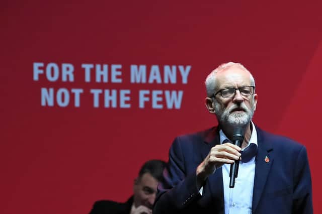 Labour leader Jeremy Corbyn addresses a Labour rally at the o2 Academy in Manchester, while on the General Election campaign trail. PA Photo. Picture date: Thursday November 7, 2019. Photo: Peter Byrne/PA Wire