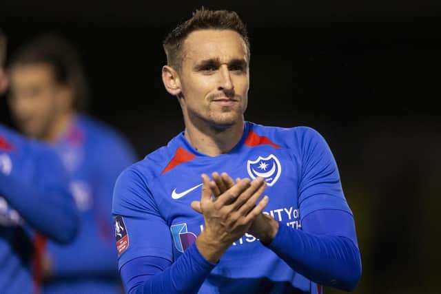 Brandon Haunstrup applauds the Fratton faithful. Picture: Daniel Chesterton
