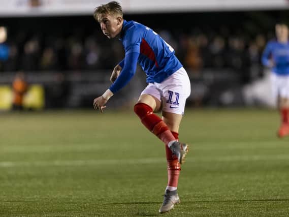 Ronan Curtis bagged for Pompey against Harrogate last night. Picture: Daniel Chesterton