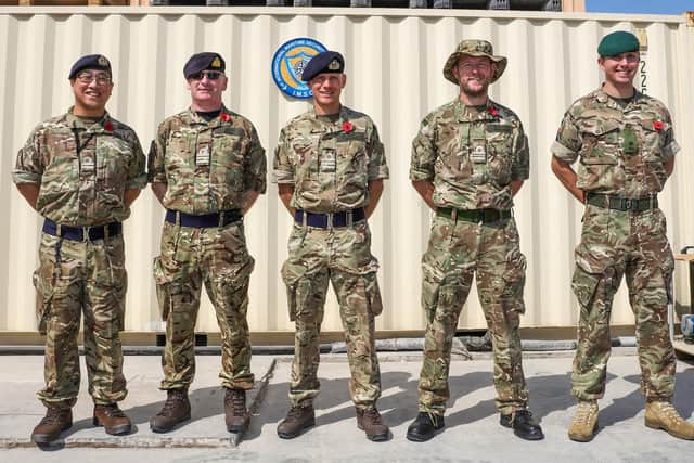 The British contingent who have helped to set up the new IMSC, an international coalition which is helping to protect shipping from enemy states. Photo: LPhot Rory Arnold