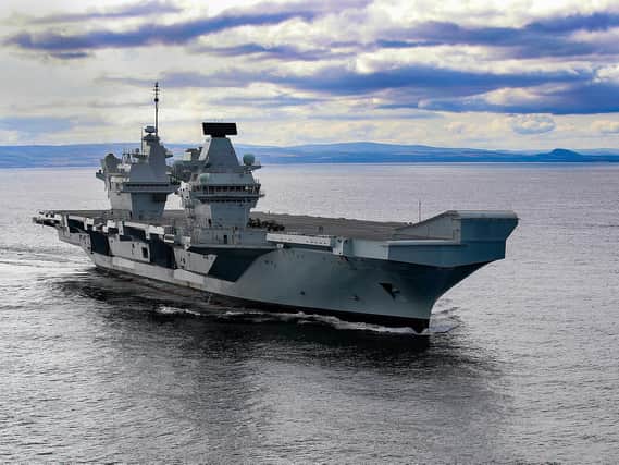 HMS Prince of Wales conducting deck landings on board for the very first time at sea. She was supported by 820 Naval Air Squadron operating the Merlin Mk 11 aircraft during these deck landings. Photo: LPhot Alex Ceolin