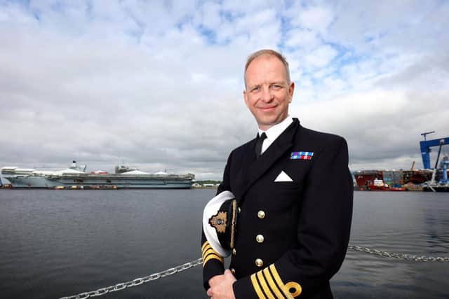 Vice-Admiral Jerry Kyd, pictured at Rosyth in 2016 when he became the first commanding officer of HMS Queen Elizabeth. Photo: LPhot Will Haigh