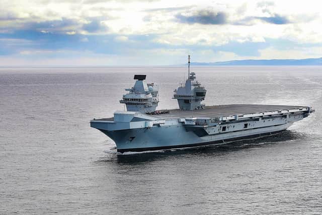 HMS Prince of Wales sailing from her birth place of Rosyth. Picture: MoD