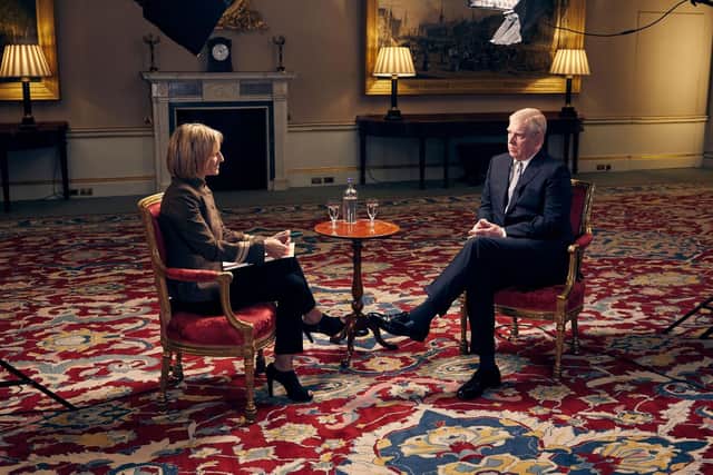 The Duke of York , speaking for the first time about his links to Jeffrey Epstein in an interview with BBC Newsnight's Emily Maitlis. Picture: Mark Harrison/BBC/PA Wire